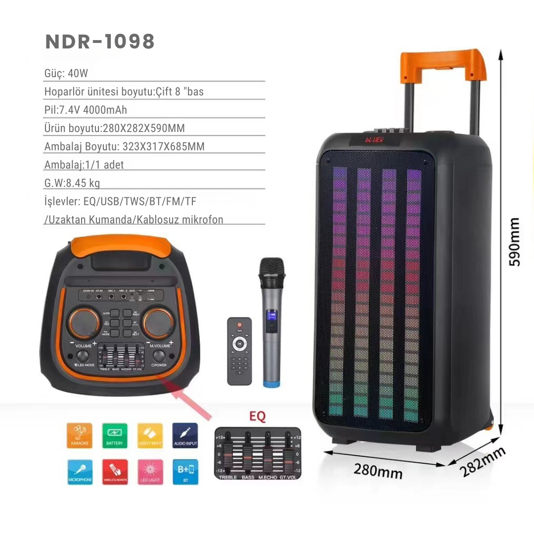 NDR-1098 - Bluetooth Mikrofonlu Hoparlör