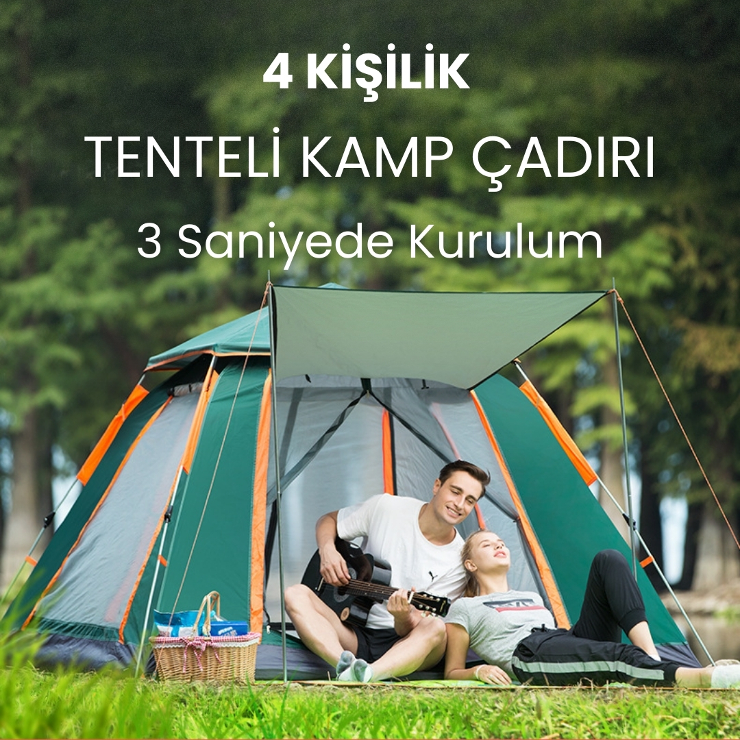 4 Kişilik Tenteli Otomatik Kamp Çadırı 4 Kişilik Tenteli Otomatik Kamp Çadırı